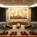 A Sala do Conselho de Segurança das Nações Unidas em Nova Iorque, também conhecida como Sala Norueguesa.
